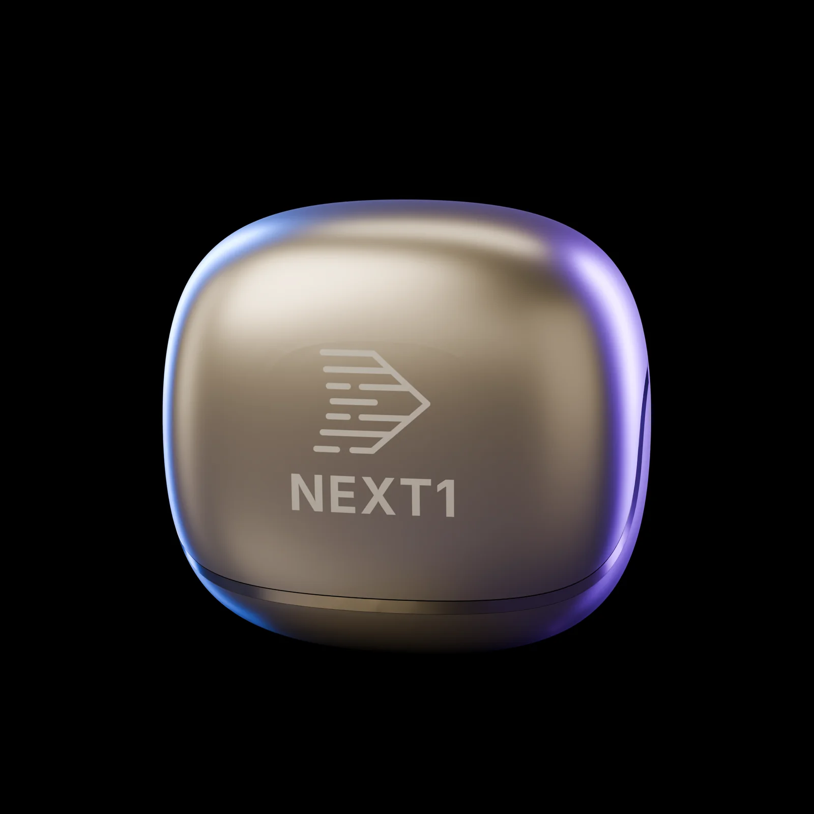 The closed gold NEXT1 charging case